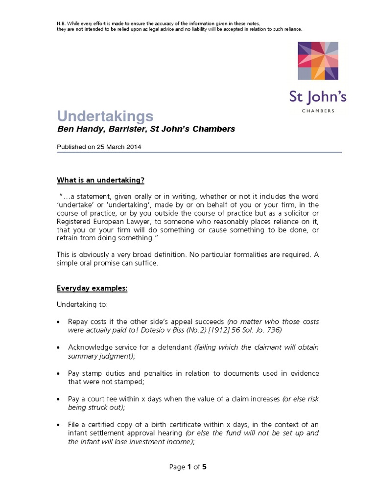 Understanding Legal Undertakings | PDF | Costs In English Law | Common Law