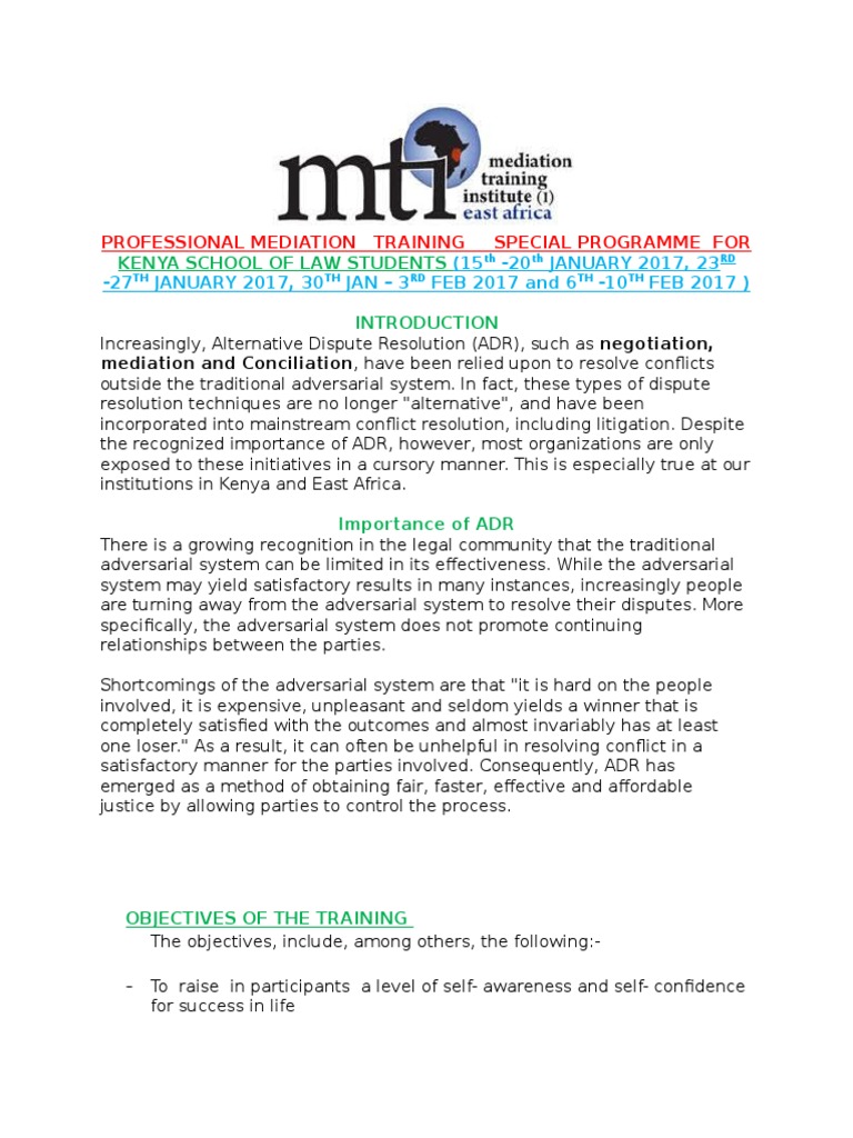 Ksl Special Professional Mediation Training Program 2017 Pdf