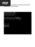 Q - 1 Write A C Program For Finding SI of The Given Amount and Rate of Interest