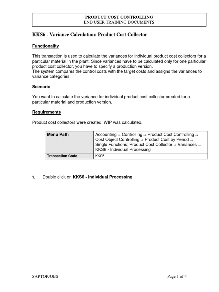 KKS6 Variance Calculation Product Cost Collector PDF