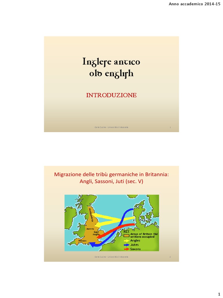 Storia Della Lingua Inglese Antico Inglese