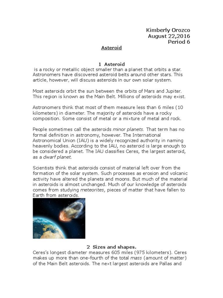 Overview of Asteroids in the Solar System | PDF | Asteroid | Ceres ...