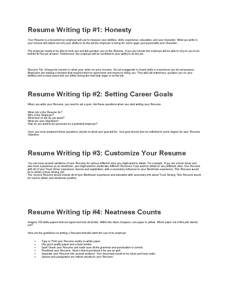 Resume Writing Tip | PDF | Résumé | Employment