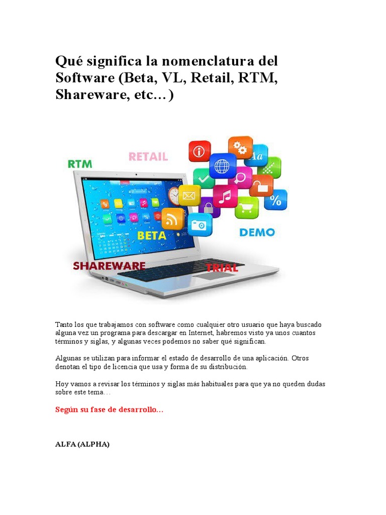 Qué Significa La Nomenclatura Del Software (Beta, VL, Retail, RTM
