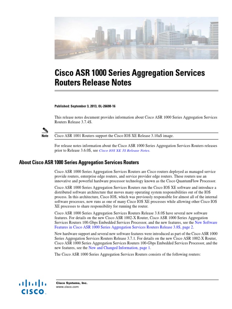 Asr1k RN Rel Notes | PDF | Router (Computing) | Cisco Systems