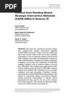 Content Area Reading-Based Strategic Intervention Materials (CARB-SIMs) in Science VI