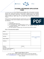 Wya Africa Regional Internship Application Form: Part I: Personal Information