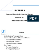 Abnormal Behavior in Historical Context Prepared By: Miss Norzihan Ayub