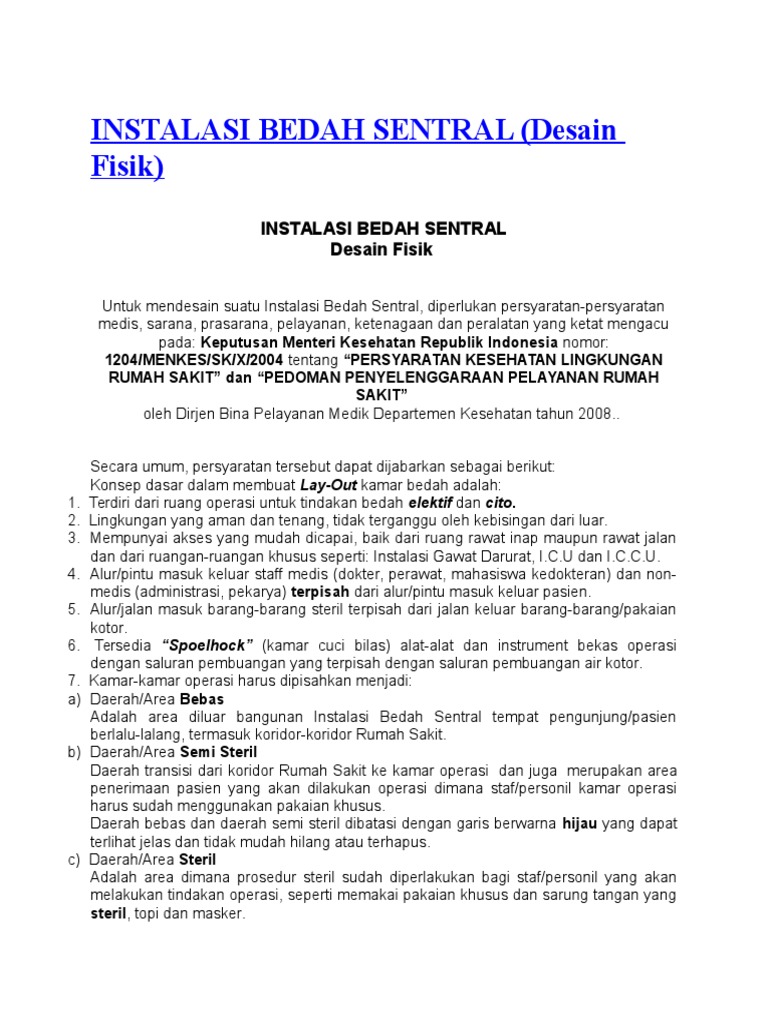  Standar  Kamar  Operasi 