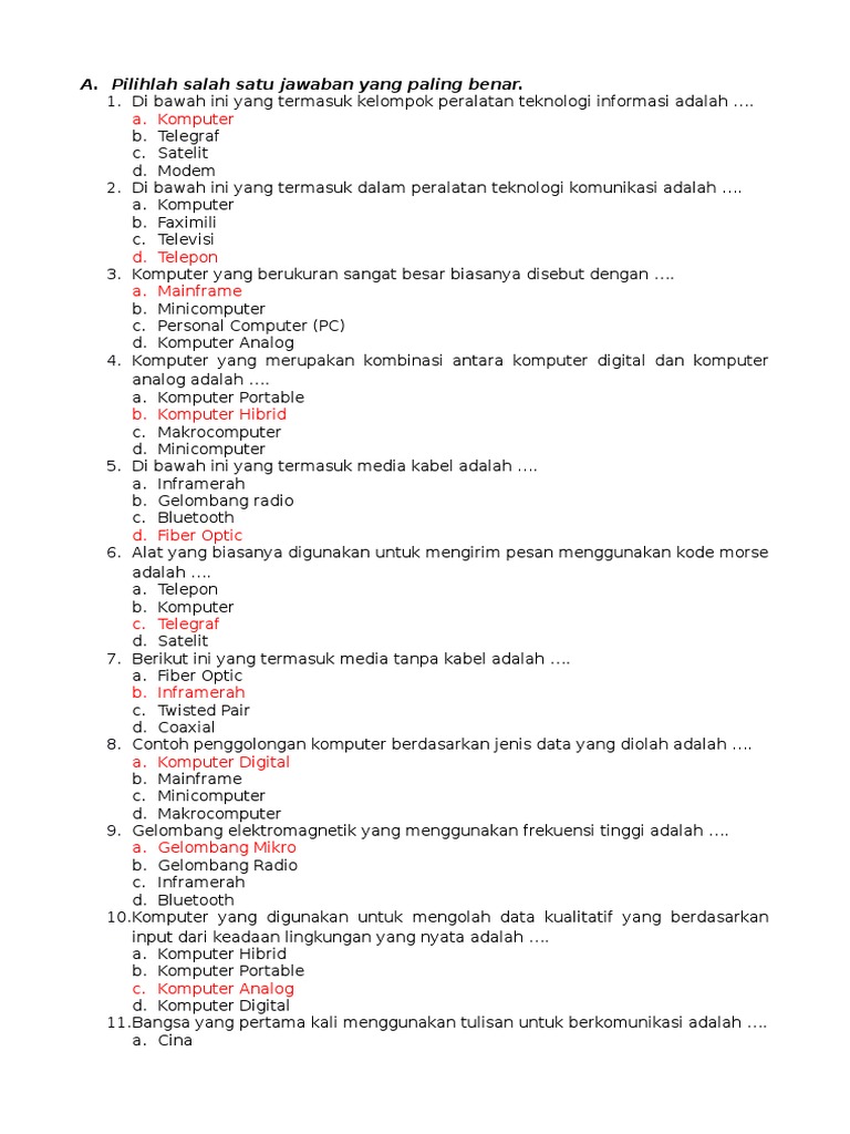 Kumpulan Soal Tik Kls 7 Semester 2