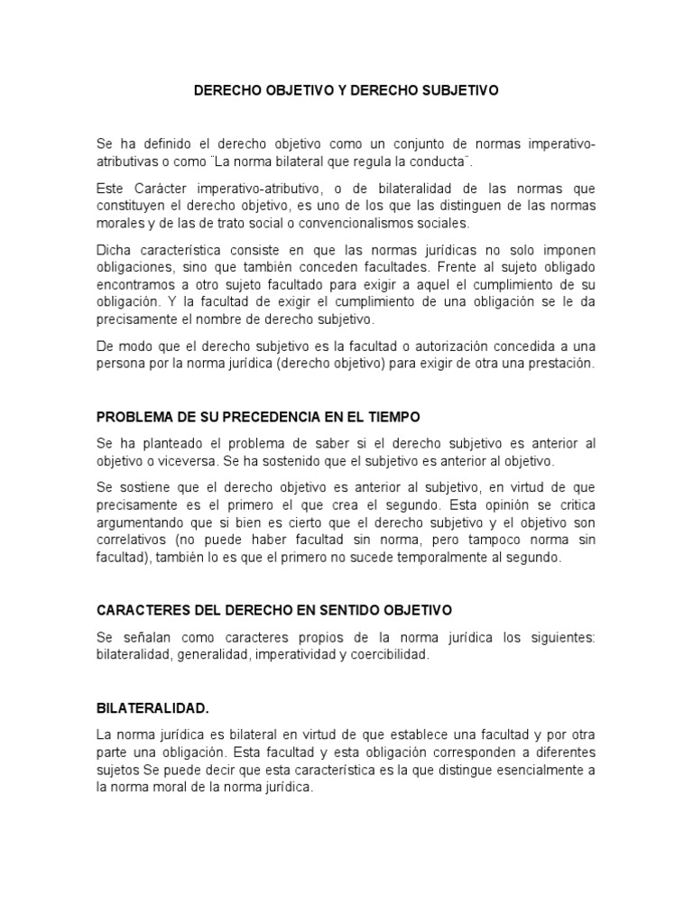 Derecho Objetivo y Derecho Subjetivo Personalidad legal