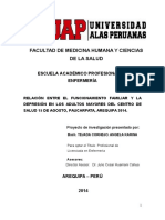 Relacion Depresion Funcionamiento Familiar Adulto Mayor 15 de Agosto