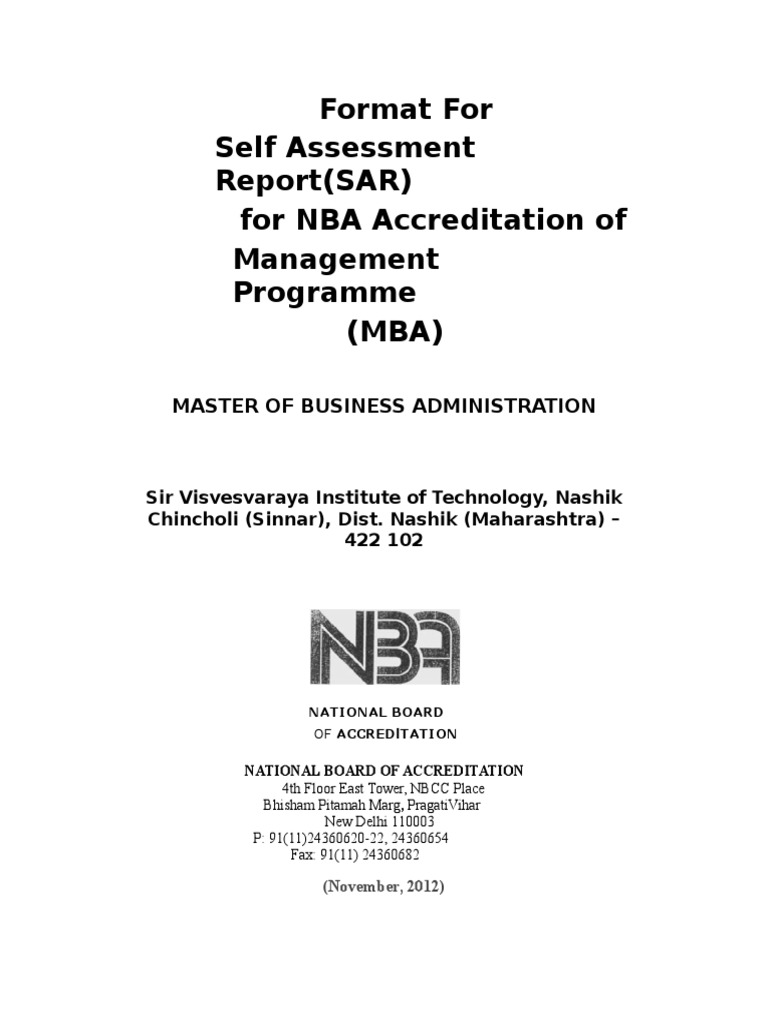 NBA SAR Format for MBA Accreditation | PDF | Governance | Libraries