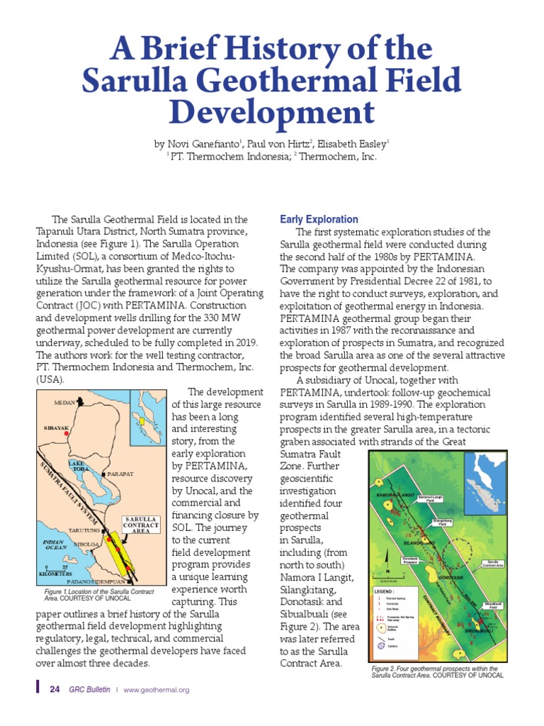 Sarulla Geothermal Field Development History | PDF | Geothermal Energy ...