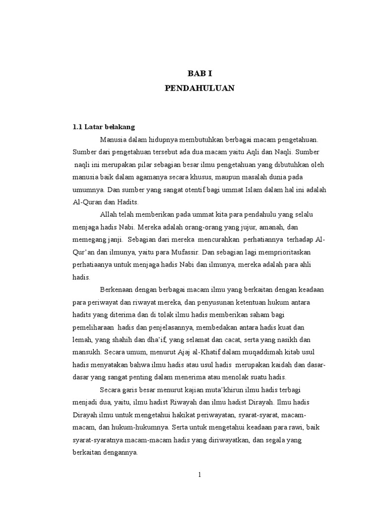 Makalah Ilmu Hadits Dirayah Dan Riwayah