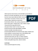The Restaurant at CIA Copia Preview Menu 