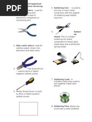 Common Tools And Equipment For Computer System Servicing