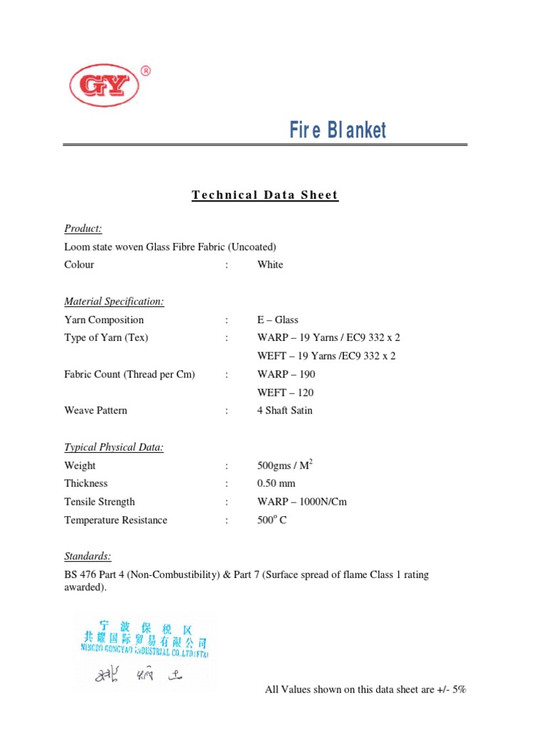 Fire Blanket Datasheet Mar13 PDF