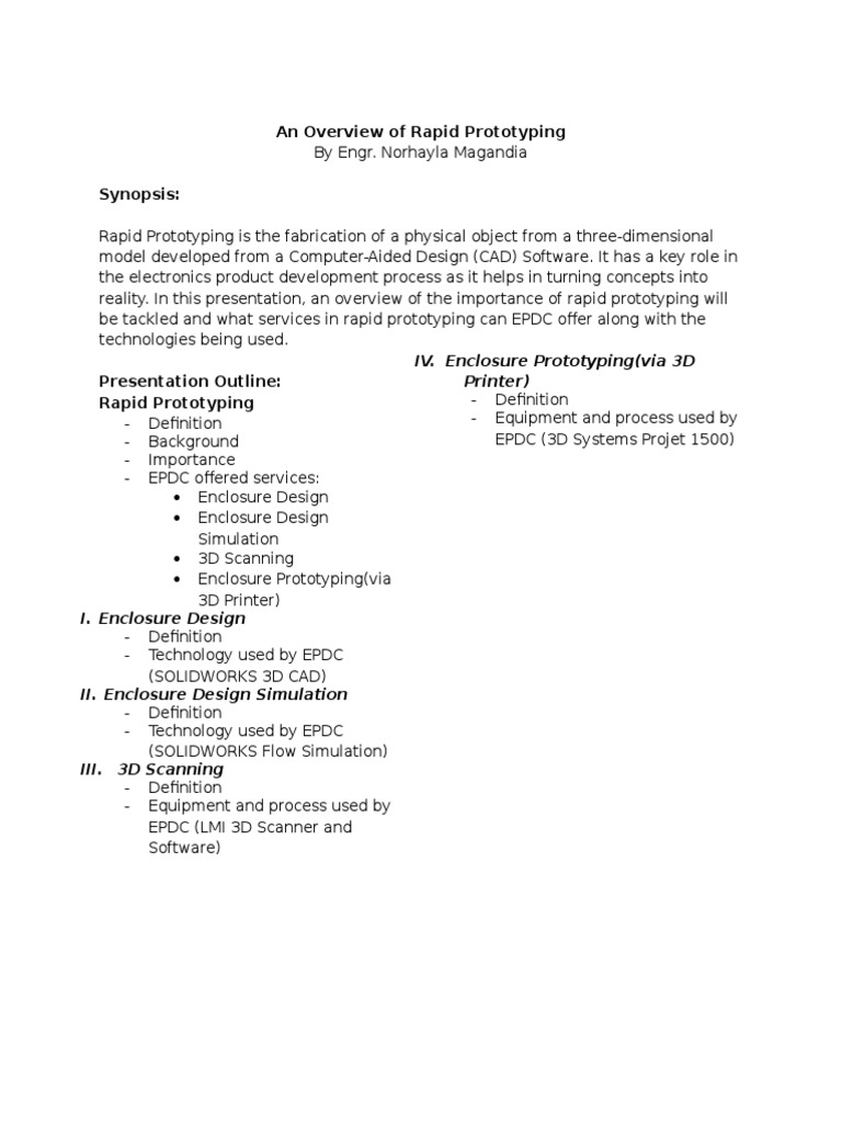 Overview of Rapid Prototyping | PDF | Art | Computers