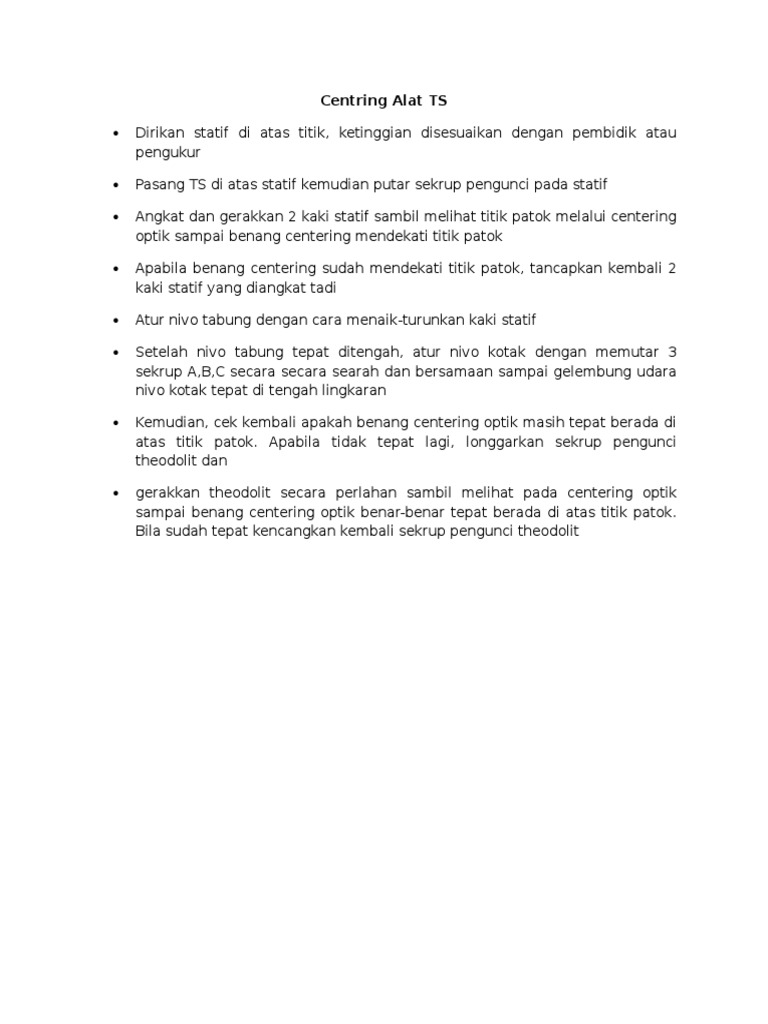 Panduan Centring Alat Total Station | PDF