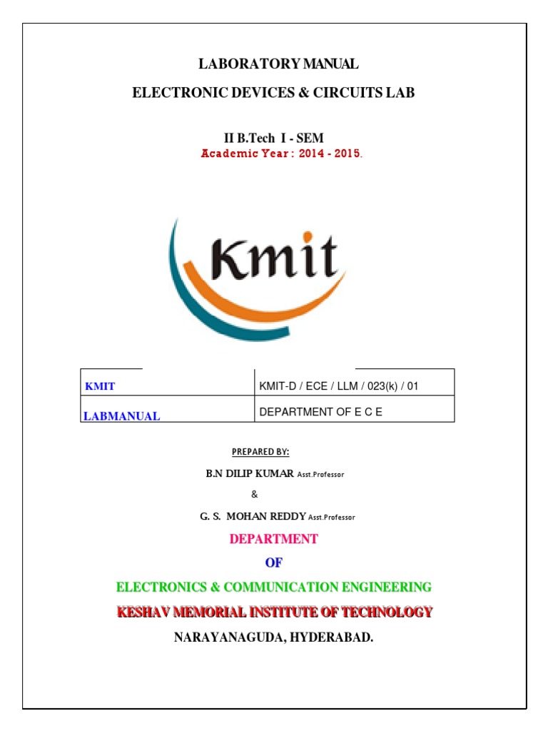 Lab Manual Edc Jntuh PDF Series And Parallel Circuits Capacitor