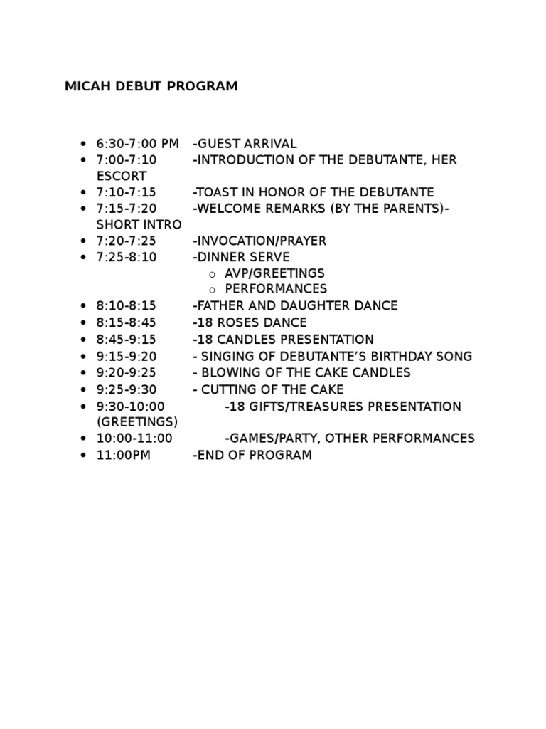 Micah Debut Program