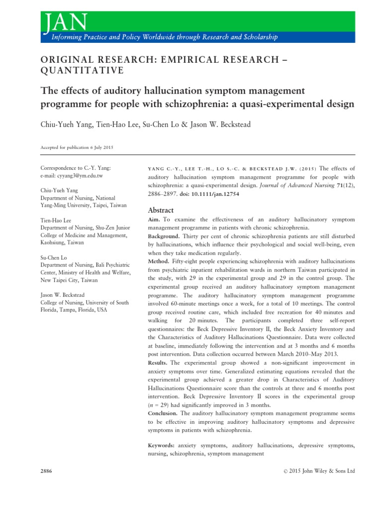 The Effects of Auditory Hallucination Symptom Management
