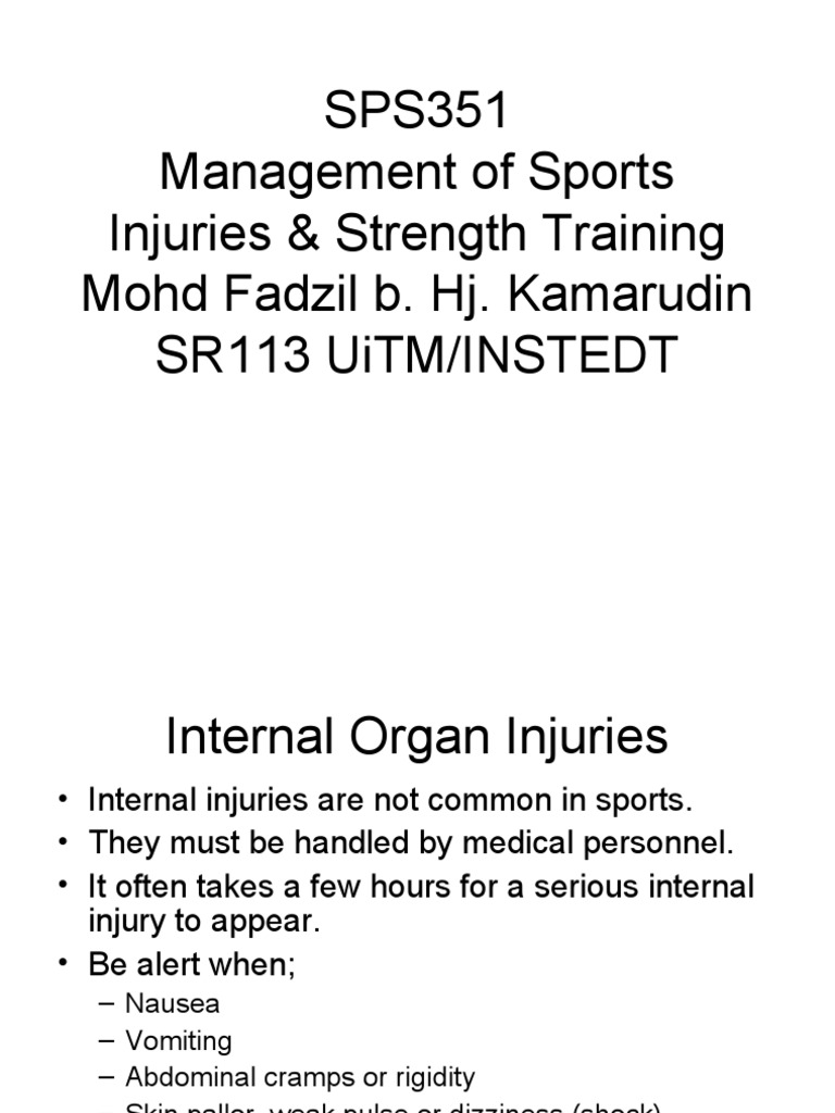 Managing Internal Sports Injuries | PDF