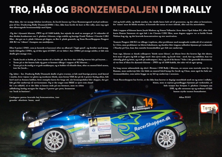DM6/Int. Danboring Rally Denmark/Team Racershoppen/Jacob#Claus/208R2 | PDF