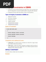 Integrity Constraints in DBMS