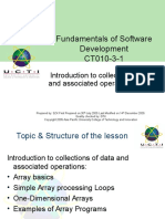 Fundamentals of Software Development CT010-3-1: Introduction To Collections of Data and Associated Operations: Arrays