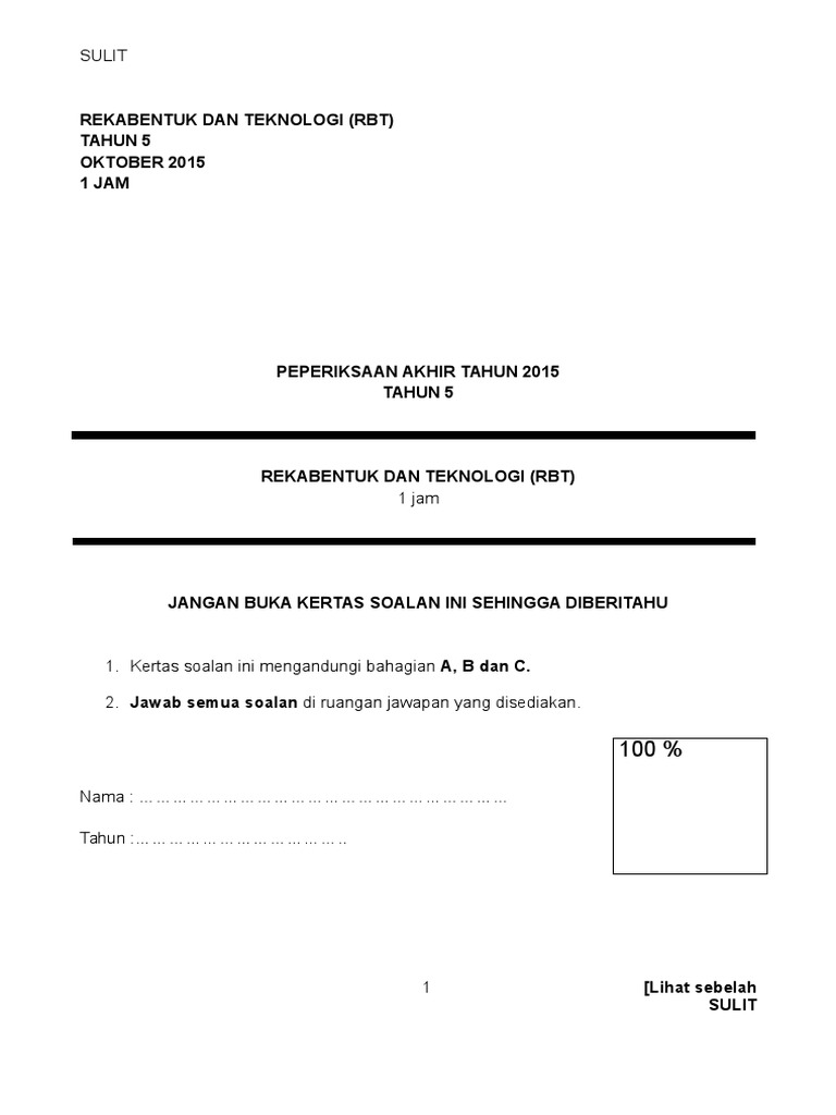 Peperiksaan Akhir Tahun Rbt Tahun 5 Pdf