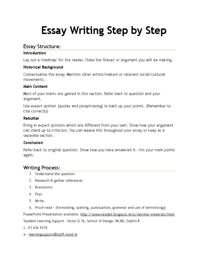 steps of essay writing pdf