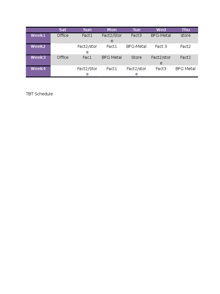 TBT Weekly Office Schedule | PDF
