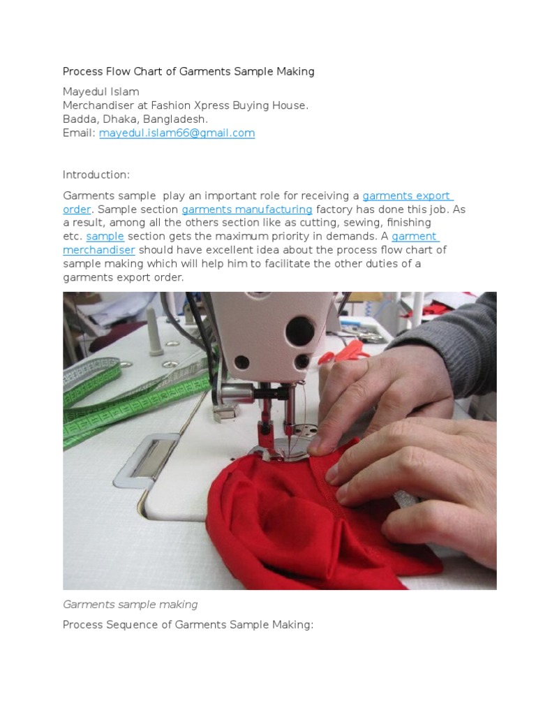 Garments Sample Making Process Flow Chart | PDF | Sewing | Clothing