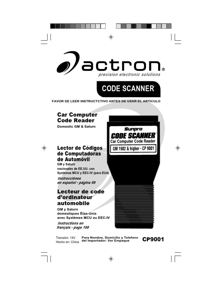 Actron GM Code Scanner Cp9001 PDF Transmission (Mechanics) Throttle