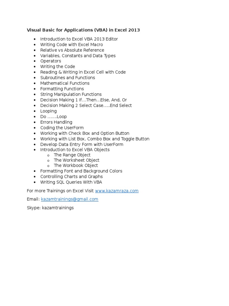 Excel 2013 VBA Programming Guide | PDF | Computers