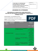 Cronograma Actividades SG SST Con Fechas