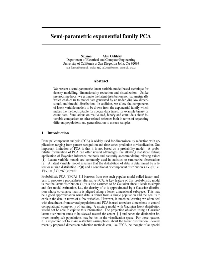 Semi-Parametric PCA for Dimensionality Reduction | PDF | Principal ...