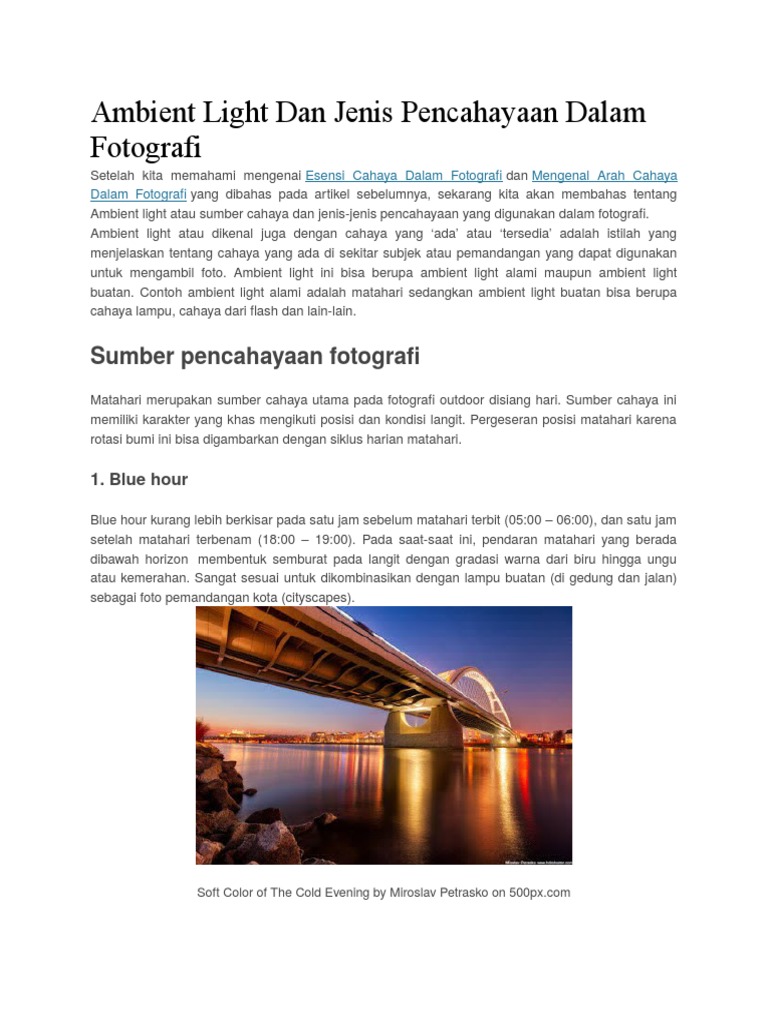 Ambient Light Dan Jenis Pencahayaan Dalam Fotografi | PDF