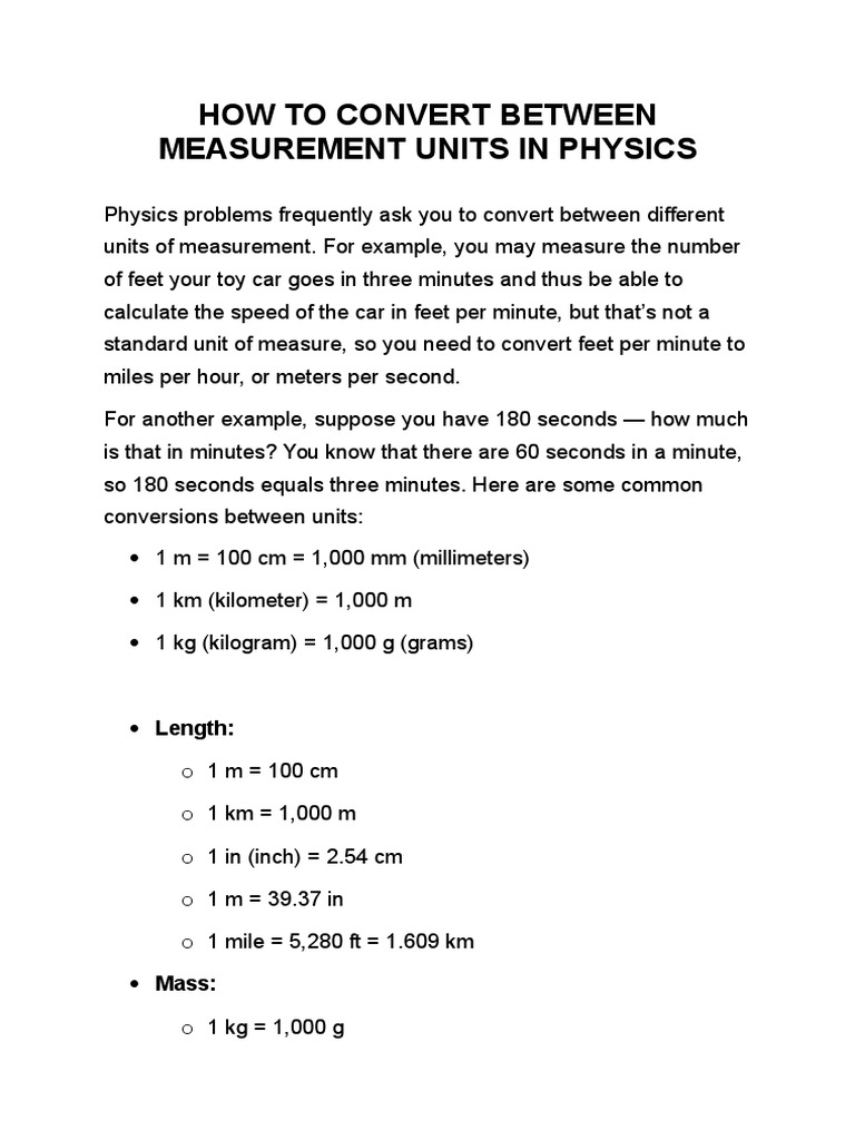 Unit Conversion Techniques in Physics | PDF | Technology & Engineering