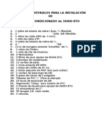 Lista de Materiales para La Instalación de