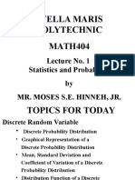 STELLA MARIS POLYTECHNIC MATH404 Lecture No. 1 Probability Distribution