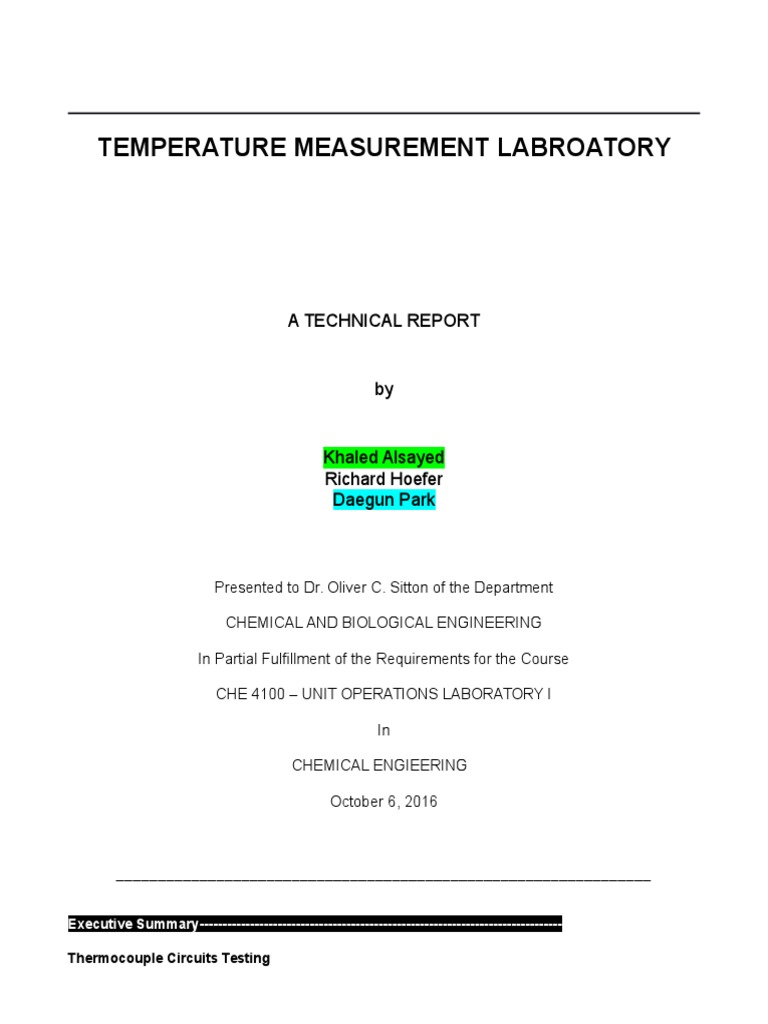 Thermocouple Testing and Analysis | PDF | Thermocouple | Electrical ...