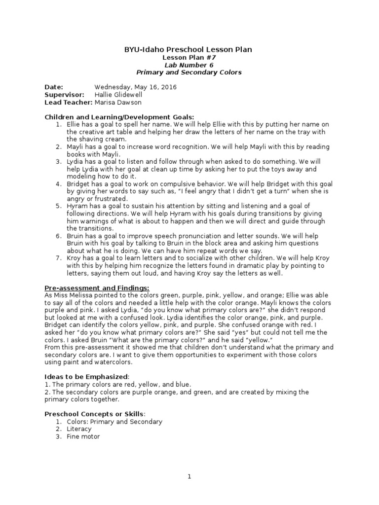 Colors Lesson Plan 7
