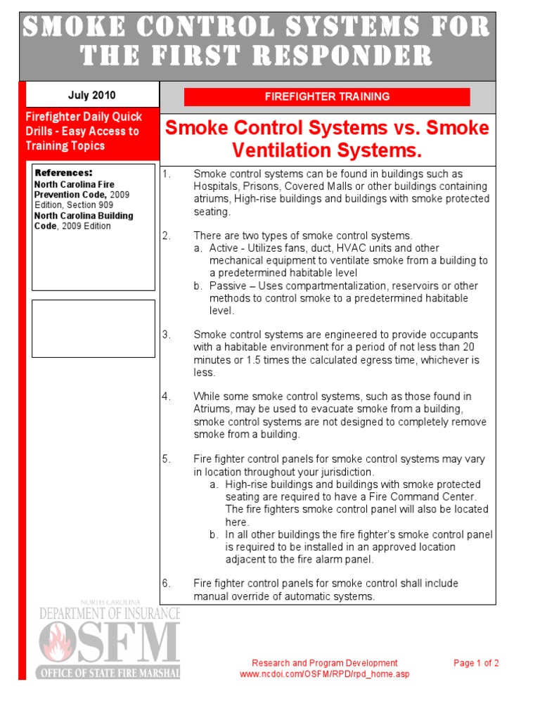 Smoke Control Systems for First Responders | PDF | Firefighter ...