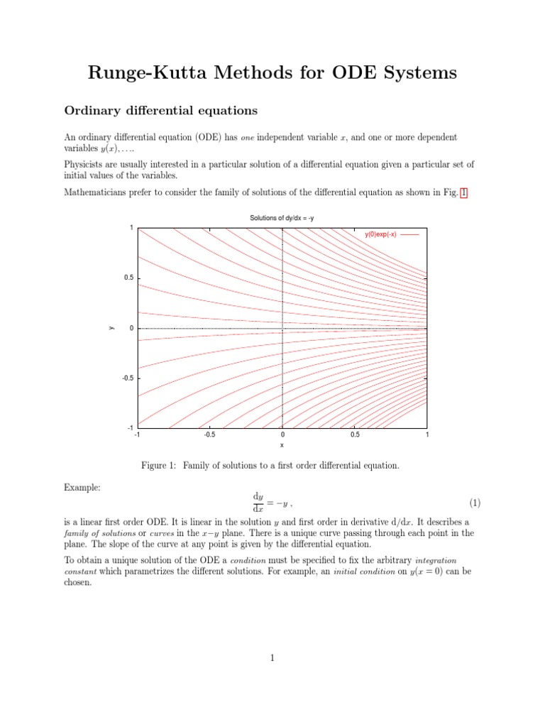 RungeKutta Methods For ODE Systems Ordinary Differential Equations PDF Ordinary