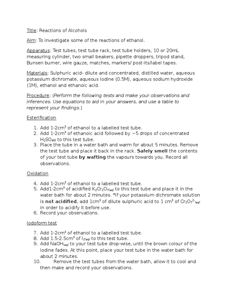 Lab Ethanol PDF Chemical Substances Chemical Compounds