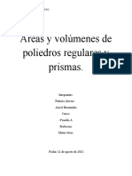 Áreas y Volúmenes de Poliedros Regulares y Prismas