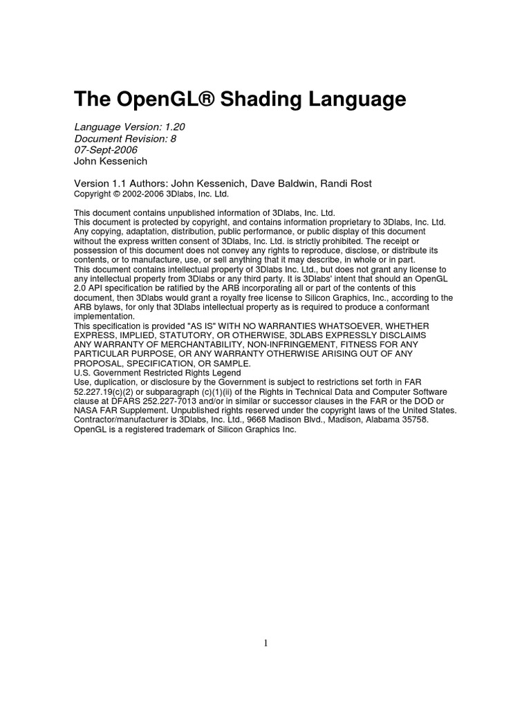 The OpenGL Shading Language | PDF | Compiler | Programming Language